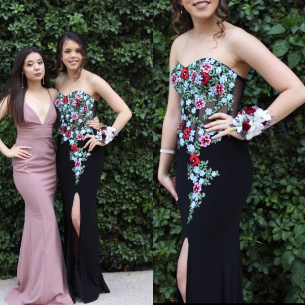 Floral Corset Slit Formal Dress